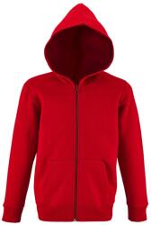SOL'S Cipzáras gyerek pulóver kapucnival Stone - Piros | 10 éves (130/140) (SOLS-02092-1000233173)