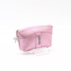 Amnisu metál rózsaszín egy cipzáras egyenes köves bőr kulcstartó e4001