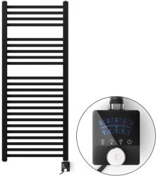 Welland Welland Lux fekete elektromos törölközőszárító design radiátor 500 x 1200mm digitális termosztáttal | Készletről gyors kiszállítással. ES+AF (ES1200500BL-AF13J1-600W)