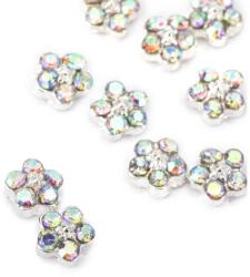  Körömdísz - 3D virág strasszok 10db ezüst