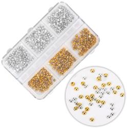  Körömdíszítő színes gyöngyök arany-ezüst