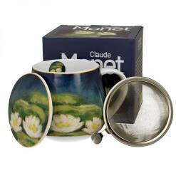 Duo Gift Monet porcelán öblös bögre fémszűrővel - 430 ml - Vízililiom (IMO-DG-60324)