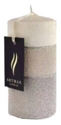 ARTMAN Karácsonyi henger gyertya - 10x7 cm - MILANO bézs/fehér/ezüst (IMO-CHH-BC2033)