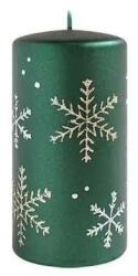 ARTMAN Karácsonyi henger gyertya - 10x7 cm - zöld ezüst hópihés (IMO-CHH-BC8359-468359)