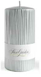 ARTMAN Karácsonyi henger gyertya - 10x7 cm - ezüst bordás (IMO-CHH-BC5364)