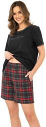 Italian Fashion pijama damă ROZANA mânecă scurtă, pantaloni scurți, melanj închis/imprimeu: S (AAF-KPZ-ROZANKKMD S)