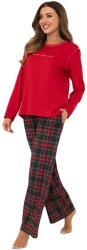 Italian Fashion pijama damă ROZANA mânecă lungă, pantaloni lungi, roșu/imprimeu: 3XL (AAF-KPZ-ROZANDDCD 3XL)