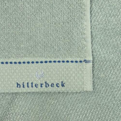 Billerbeck rizskötésű törölköző, Zöld/Reggel az akarattyai szabadstrandon, 50x100 cm