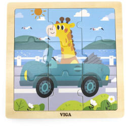 Viga Toys Fa képes kirakó puzzle Viga 9 db Autó