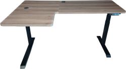 L alakú asztal Elektromosan állítható magasságú, 70-120 cm, L-alakú BAL-os íróasztal, 4 memória, USB, FEKETE vagy FEHÉR váz Mogyoró asztallappal