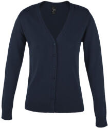 SOL'S Női GOLDEN elől gombos, kötött V-nyakú kardigán, SOL'S SO90012, Navy-S (so90012nv-s)