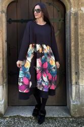 FashionLand ROCHIE LUNGA CU BUZUNARE OVERSIZED COMBO FLOWER MULTICOLORA TALIE UNICA Multicolora