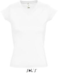 SOL'S Női MOON V-nyakú rövid ujjú pamut póló, SOL'S SO11388, White-XL (so11388wh-xl)