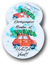  TÁBLA fa 70-ES KÖR KARÁCSONYKOR MINDEN ÚT HAZA VEZET 7x7x16cm (VTA495)