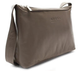 ARWEL barna-szürke női bőr dupla cipzáras kézitáska