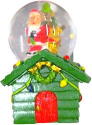  Karácsonyi hógömb Mikulás szarvassal és fenyőfával 6cm (1119591)