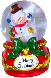  Karácsonyi hógömb hóemberrel piros állványon 6cm (1155335)