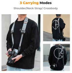 K&F Concept lapos nyakpánt gyorskioldó csattal, 4, 5cm x 100-145cm, szürke