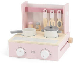 Label Label Label-Label - Tűzhely rózsaszín kiegészítőkkel - Fa játék szerepjátékokhoz