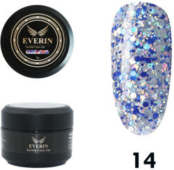 Everin Twinkle Color Gel EVERIN 5ml - 14 | Gel Color Albastru-Argintiu cu Sclipici Holografic pentru Manichiură Profesională (TE14)