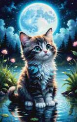 NORIMPEX - Puzzle Tablou Diamant: Pisica lângă iaz 30x40cm - 1 - 39 piese