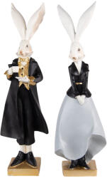 Clayre & Eef Set 2 figurine Iepurasi Paste polirasina multicolora (2) 14x12x47 / 14x12x47 cm (6PR4889)