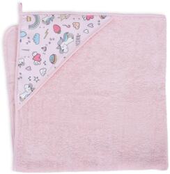 Ceba Baby Prosop Baie cu Gluga Copii, 100%Bumbac, 460g m2, Moale, Absorbant, Ceba Baby 100x100cm, unicorn printat, roz, 815-111-579 (815-111-579)