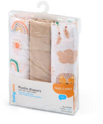 BabyOno Scutece muselina super soft, set 3 bucati, 100% bumbac, 70x70 cm, Babyono, 348 08 (348/08)