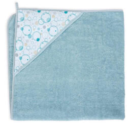 Ceba Baby Prosop Baie cu Gluga Copii, 100%Bumbac, 460g m2, Moale, Absorbant, Ceba Baby 100x100cm, printed line bubles, albastru, 815-111-585 (815-111-585)