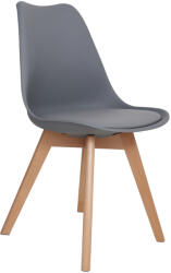 AMOSHOP Scaun bucatarie piele ecologica - cadru lemn, gri (SC-FAG-GRI)