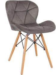 AMOSHOP Scaun bucatarie catifea, cadru de lemn, gri, 73 x 47 cm (SBC-7347-GRI)