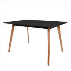 AMOSHOP Masa dining 120x80 - blat MDF negru - picioare fag (MDN-12080-NEGRU)