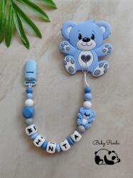 Baby Panda Névre szóló rágcsalánc - Maci - pasztell kék