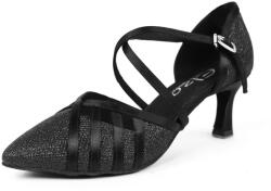 Elza Pantofi de dans pentru femei Elza - 124 brocart negru 6, 5 cm Flare Mărime: 41