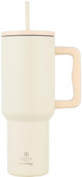 Estia Home Art Straw Tumbler XL Save the Aegean Reciclabil Pahar cu mâner Termos Oțel inoxidabil Fără BPA 1.2lt Lily White cu Pai și Mâner 01-32197 (01-32197)