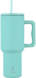 Estia Home Art Straw Tumbler XL Save the Aegean Reciclabil Pahar cu mâner Termos Oțel inoxidabil Fără BPA 1.2lt Bermuda Green cu Pai și Mâner 01-32203 (01-32203)
