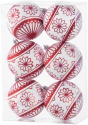 MagicHome MagicHome karácsonyi gömbök, 6 db, 8 cm, piros-fehér, mix, karácsonyfára (ST8091086)