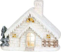 MagicHome MagicHome karácsonyi dekoráció, Házikó kéménnyel, kerámia 3x AA, 40 cm, LED (ST8090327)