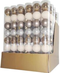 MagicHome MagicHome karácsonyi gömbök, 8 db, fehér-ezüst-bronz, díszített, karácsonyfára, 5 cm, termékdoboz 36 (ST8091519)