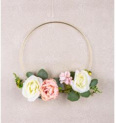  Felfüggesztett dekoráció 25 cm, virágok, arany karika (ST8090598)