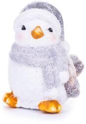 MagicHome MagicHome karácsonyi dekoráció, Nőstény madár, szürke sál, terrakotta, 13, 8 x 9 x 12, 8 cm (ST8090932)