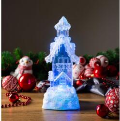 MagicHome MagicHome karácsonyi dekoráció, Házikó, LED, színváltozó, lebegő csillámmal, PE, 2x AA, 9, 5 x 9, 5 x (ST8091147)