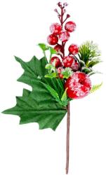 MagicHome MagicHome karácsonyi ág, bogyókkal és almával, piros, fagy hatás, 22 cm (ST8091537)