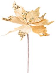 MagicHome MagicHome karácsonyi virág, Poinsettia, arany, szár, virágméret: 31 cm (ST8091544)