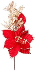 MagicHome MagicHome karácsonyi virág, Poinsettia, piros, arany szegéllyel, szár, virágméret: 31 cm (ST8091546)