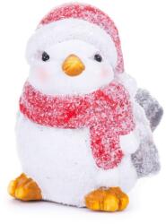 MagicHome MagicHome karácsonyi dekoráció, Nőstény madár, bordó sál, terrakotta, 13, 8 x 9 x 12, 8 cm (ST8090934)