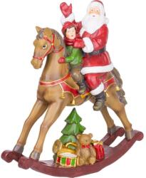 MagicHome MagicHome karácsonyi dekoráció, Mikulás egy kisfiúval lóháton, műgyanta, 28 x 10 x 30 cm (ST8091421)