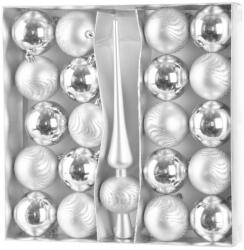MagicHome MagicHome karácsonyi gömbök, készlet, 21 db, 6 cm, ezüst, csúcs, karácsonyfára (ST8091057)