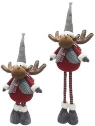 MagicHome MagicHome karácsonyi dekoráció, Rénszarvas, piros, szürke pulcsival, teleszkópos lábakkal, 88 cm (ST8091332)