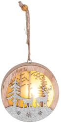 MagicHome MagicHome karácsonyi dekoráció, Szarvas gömbben, LED, felfüggeszthető, MDF, 8, 5 x 2 x 8, 5 cm (ST8091480)